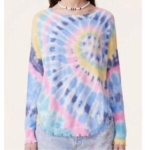 KUJTEN MELA SUNNY Tie Dye Round Neck Cashmere Pullover Sweater